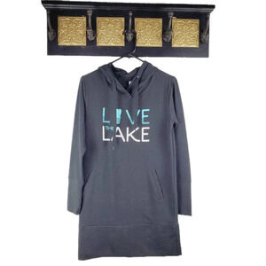 Artisans Love the Lake Long Sleeves Hooded Shirt Lounge Dress NWT Sz M